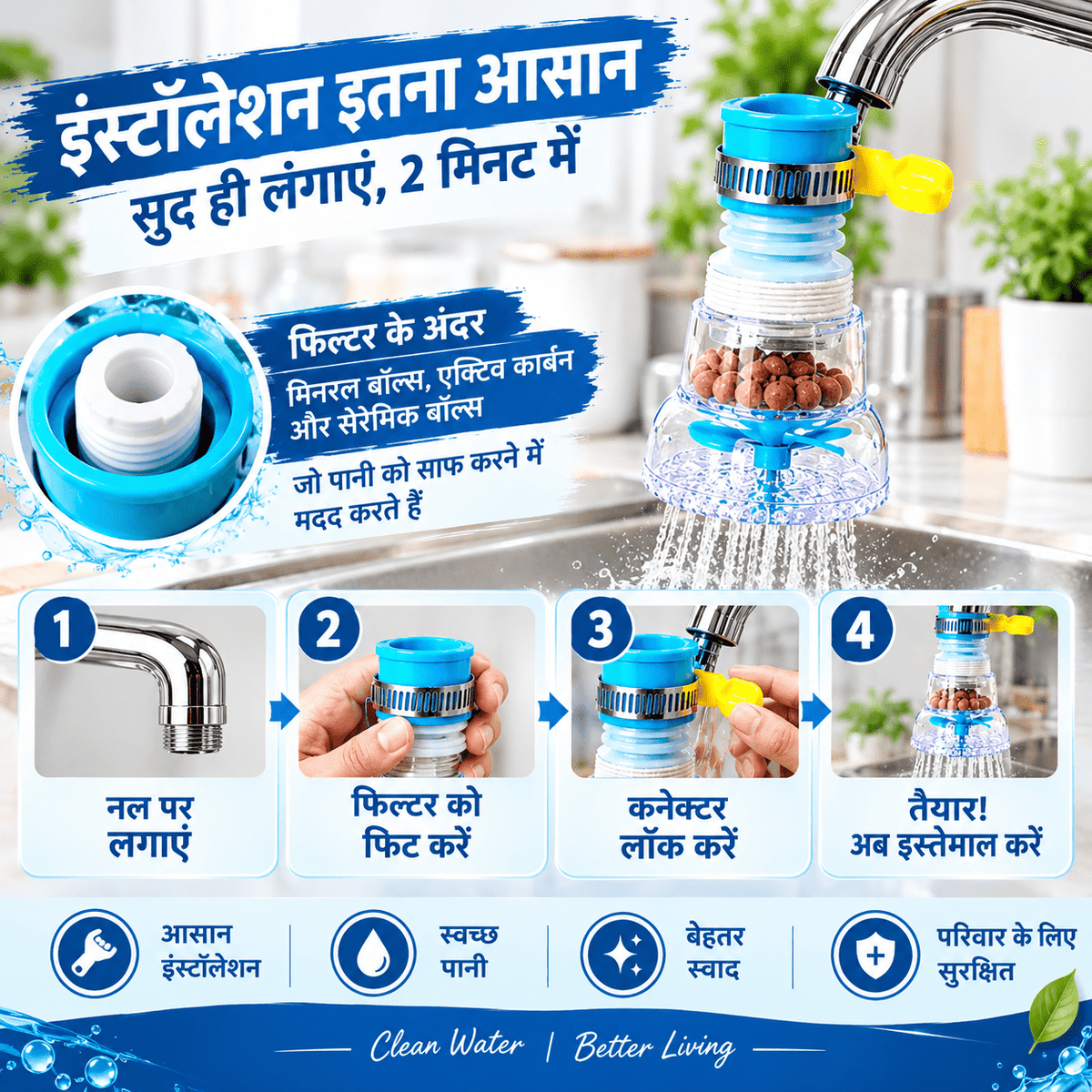 Water Saving Movable Sink Faucet Expanable (Pack of 2) - Legha